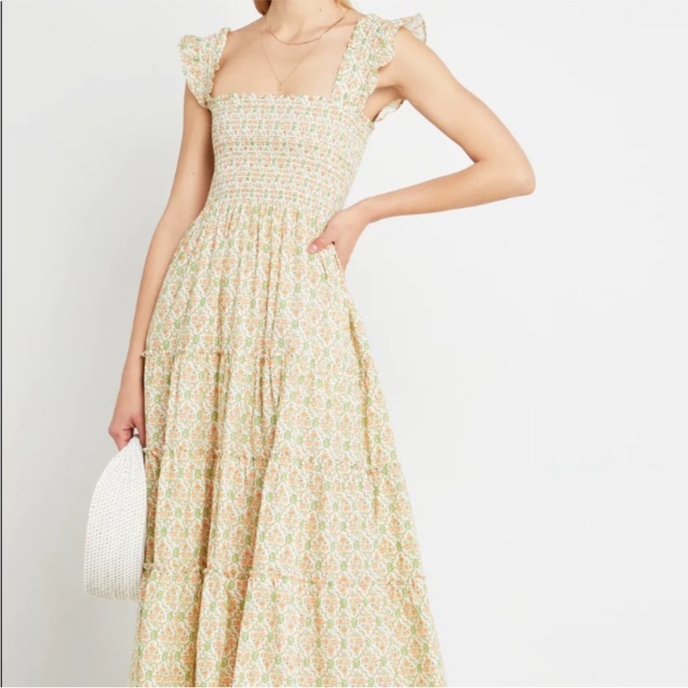 Kourt Calypso Smocked Square Neck Tiered Midi Dre… - image 2
